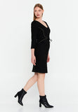 V-Neck Waist-Tie Bodycon Dress – Elegant Minimalism with a Tailored Feminine Silhouette