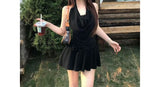 Fashion Halter Backless Black Dress – Slim Fit Mini Dress